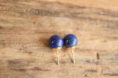 Lapis Lazuli Ball Earrings
